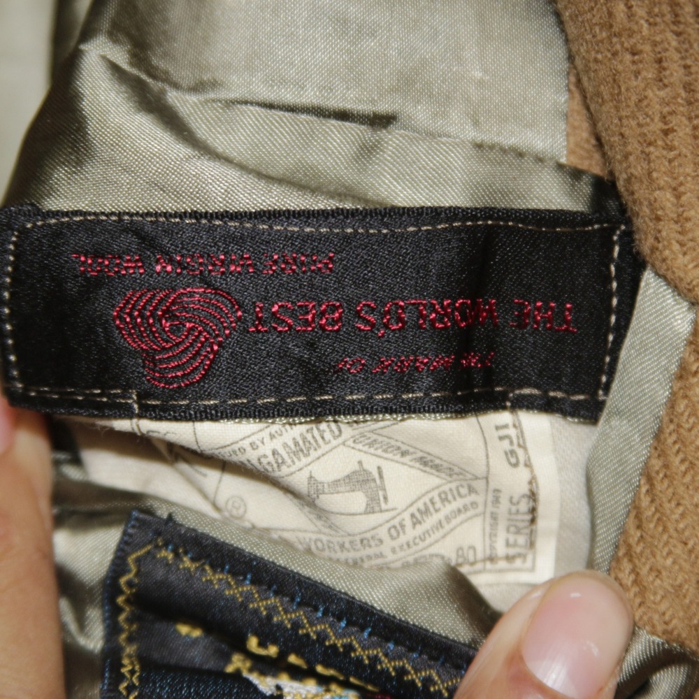 Hart Schaffner Marx Overcoat Mens 46R Tan Wool‎ Double Breasted - Picture 6 of 11